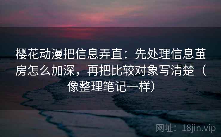 樱花动漫把信息弄直：先处理信息茧房怎么加深，再把比较对象写清楚（像整理笔记一样）